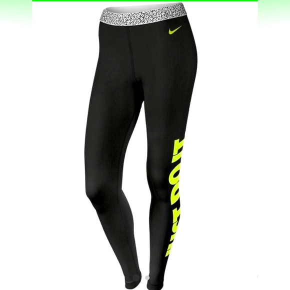 Nike Pro Hyperwarm Tights Mezzo Waistband Compression Black/Volt Women |Size S - Picture 3 of 10